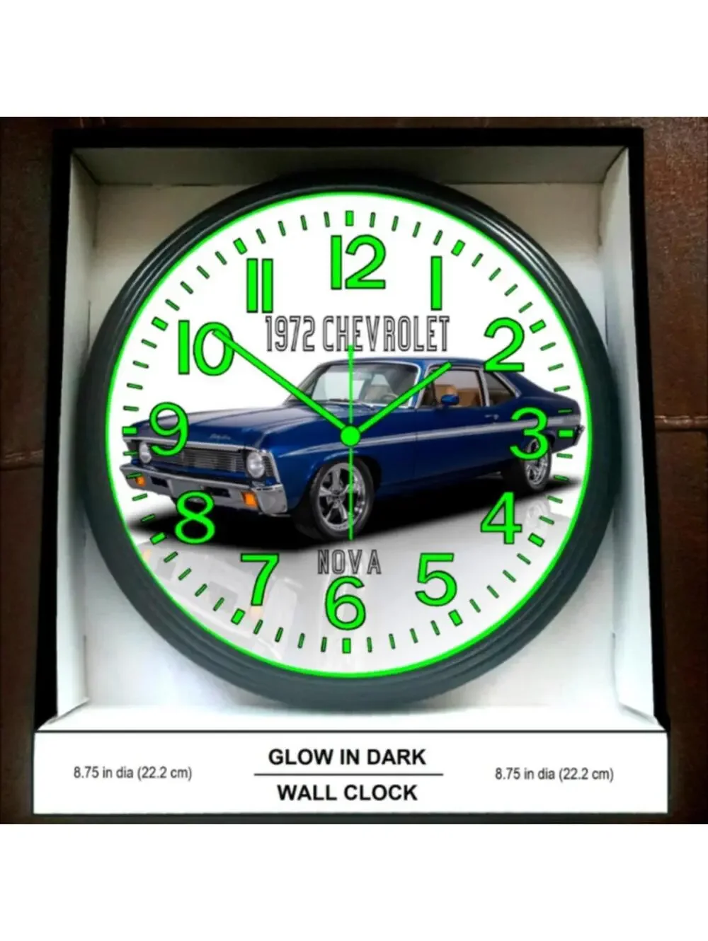 1972 Chevrolet Nova Chevy Nova Garage Shop Glow In The Dark Wall Clock New!